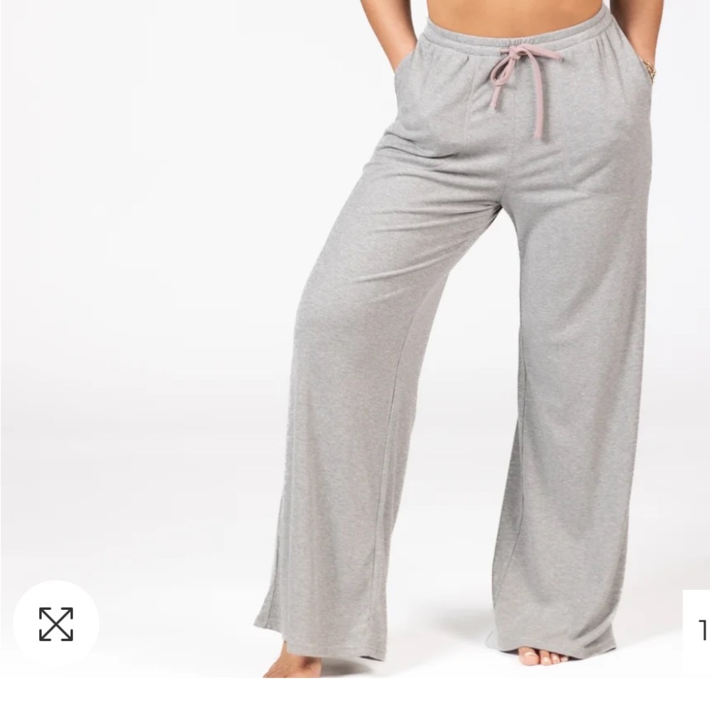 P'tula Gray Soft Lounge Rib Wide Leg Pant 29” Sz Sm